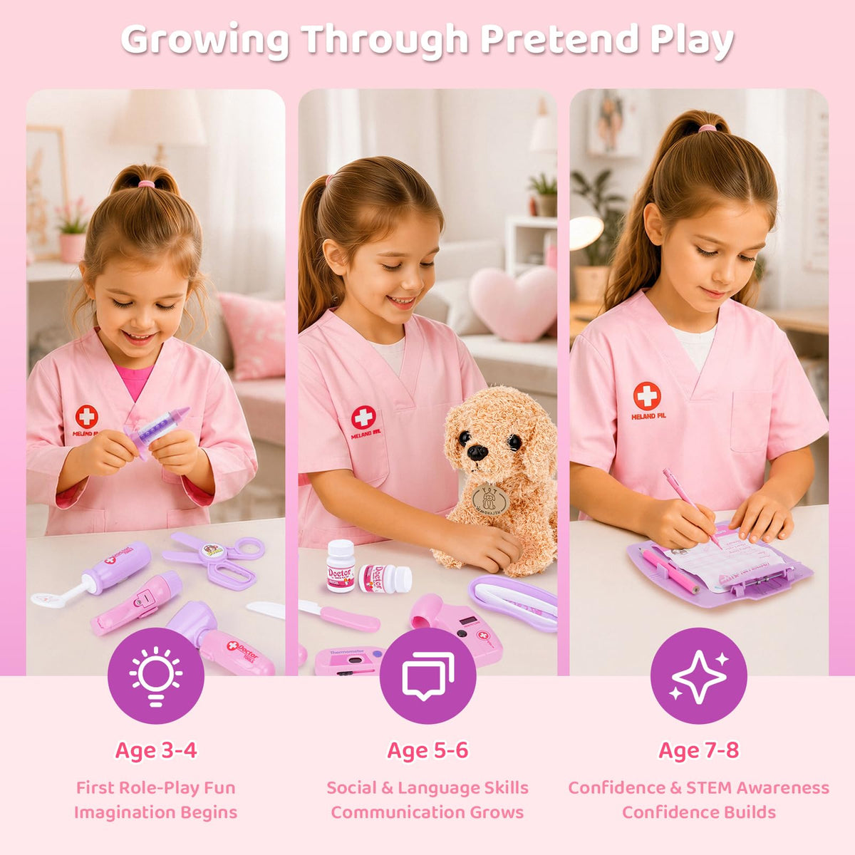 Meland Doctor Kit Kids with Dog Toys & Costume Play Set, Gift for Girls 3-6 🍁 All In One Marketplace Canada