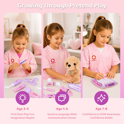Meland Doctor Kit Kids with Dog Toys & Costume Play Set, Gift for Girls 3-6 🍁 All In One Marketplace Canada