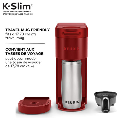 Keurig K-Slim Single Serve K-Cup Pod Coffee Maker, Featuring Simple Push Button Controls And MultiStream Technology, Scarlet Red 🍁 All In One Marketplace Canada