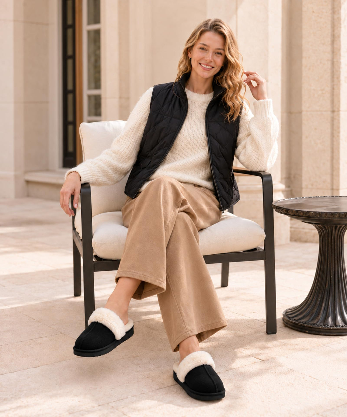 Litfun Fuzzy Memory Foam Slippers for Women Indoor Outdoor House Shoes 🍁 All In One Marketplace Canada