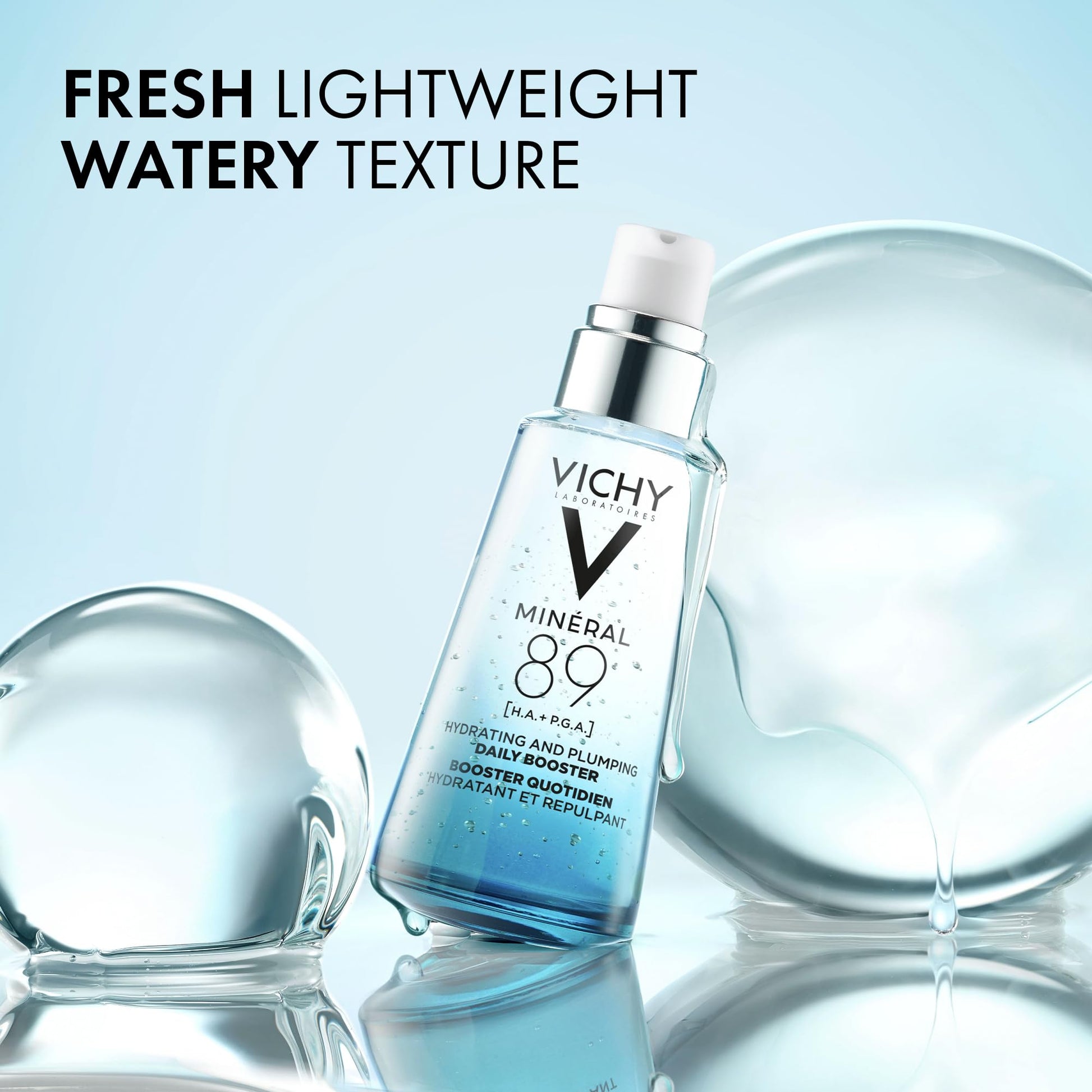 Vichy Hydrating Hyaluronic Acid Serum, Mineral 89 Daily Face Serum Skin Booster with Natural Origin Hyaluronic Acid, Hydrates and Strengthens Sensitive Skin, Recommended by Dermatologists VICHY