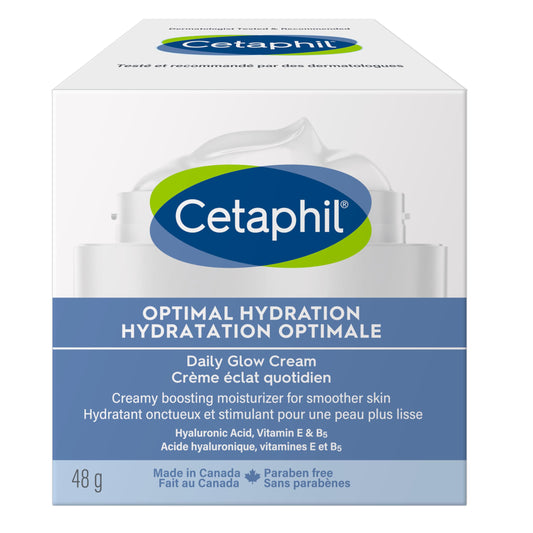 Cetaphil Optimal Hydration Daily Glow Face Cream for Women, 48Hr Hydration with Hyaluronic Acid & Niacinamide, Face Moisturizer for Sensitive Dehydrated Skin, Dermatologist Recommended, 48g - Available at All In One Marketplace Canada