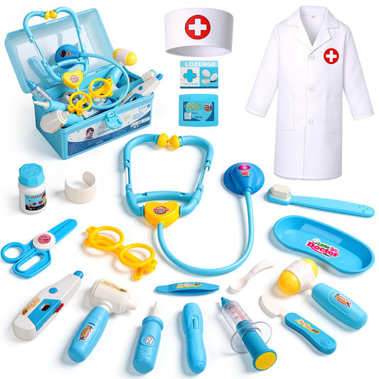 Doctor Kit Kids Toys for 2 3 4 Year Old Girl Boys, Dentist Kit Pretend Play Costume Dress Up Game Medical Kit Educational Toddler Toys for 2 3 4 5 6 + Year Old Boys Girls Birthday Gifts