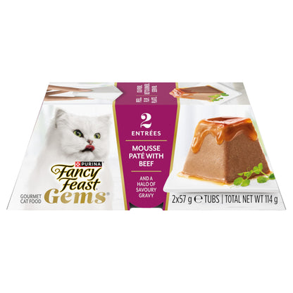 Fancy Feast Gems Wet Cat Food, Mousse Pâté with Beef 57g (2 Pack x 8)