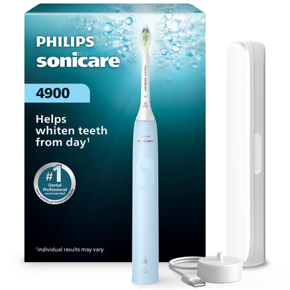 Philips Sonicare 4900 Series Electric Toothbrush - Sonic Toothbrush With Advanced Sonic Technology, Pressure Sensor, Two Intensity Settings, SmarTimer & QuadPacer, Light Blue, Model HX3683/32 - Available at All In One Marketplace Canada