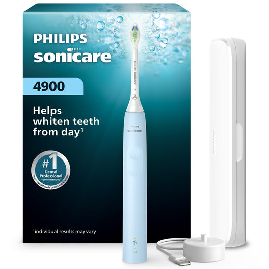 Philips Sonicare 4900 Series Electric Toothbrush - Sonic Toothbrush With Advanced Sonic Technology, Pressure Sensor, Two Intensity Settings, SmarTimer & QuadPacer, Light Blue, Model HX3683/32 - Available at All In One Marketplace Canada