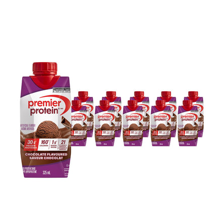 Premier Protein Chocolate Shake - 30g Protein, 1g Sugar, 11 fl oz (Pack of 10)