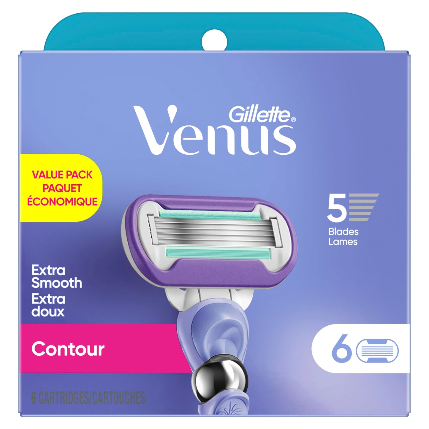 Gillette Venus Extra Smooth Contour Women’s Razor Blades, 5-Bladed Razor Refills, 1 Pack (Count of 6) - Available at All In One Marketplace Canada