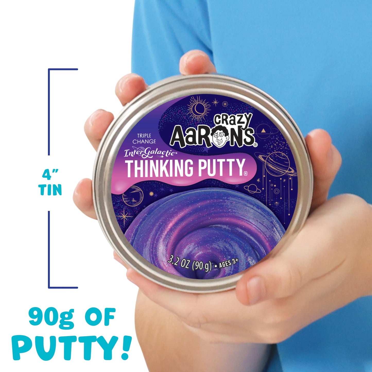 Crazy Aaron's Intergalactic Triple Color Changing Thinking Putty - 4" Tin Stress and Anxiety Reducing - Non-Toxic Sensory Play Putty - Never Dries Out - Creative Toy for Kids and Grown ups Crazy Aaron's