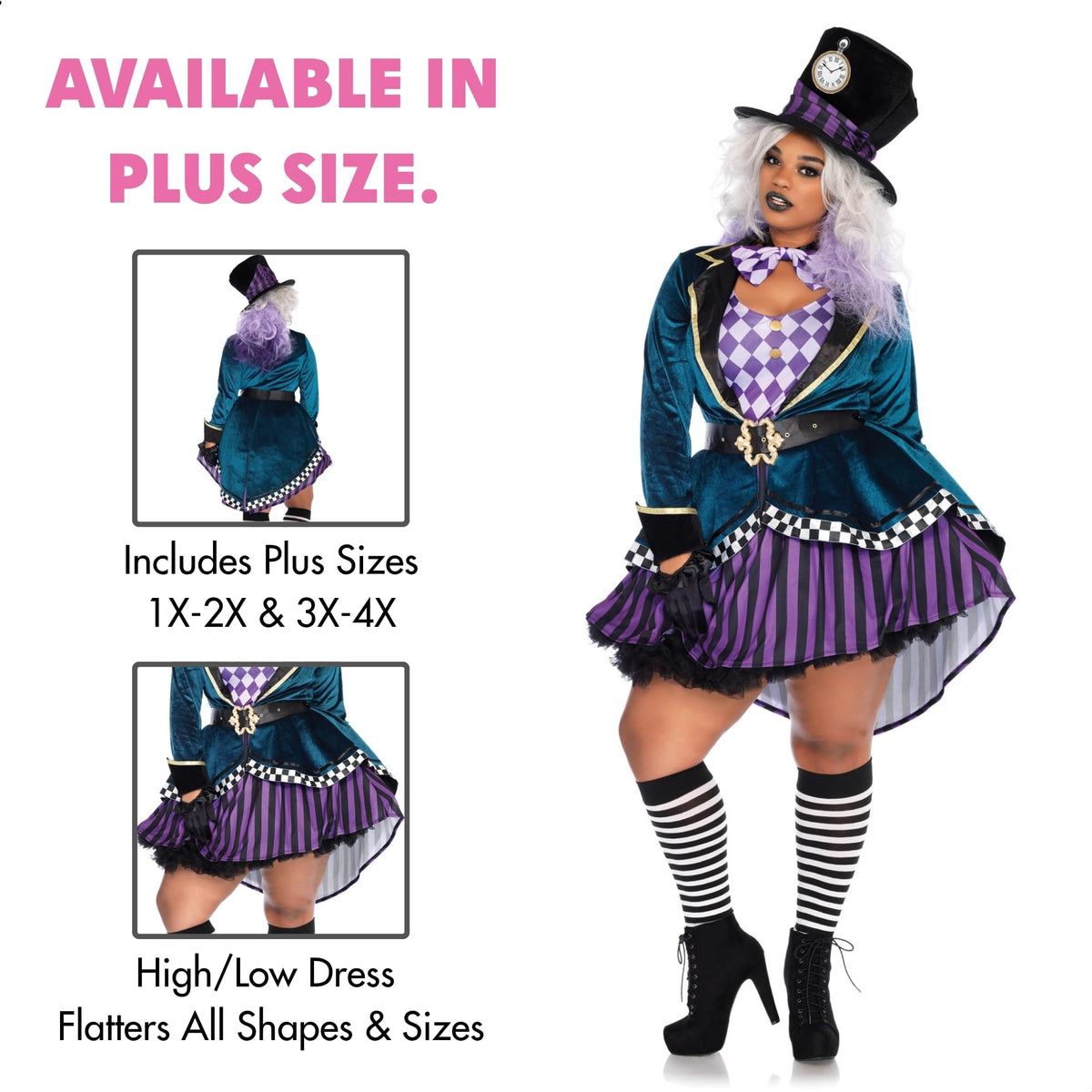 Costume d'Halloween pour femme « Delightful Mad Hatter » de Leg Avenue, multicolore, très grand (X-Large)
