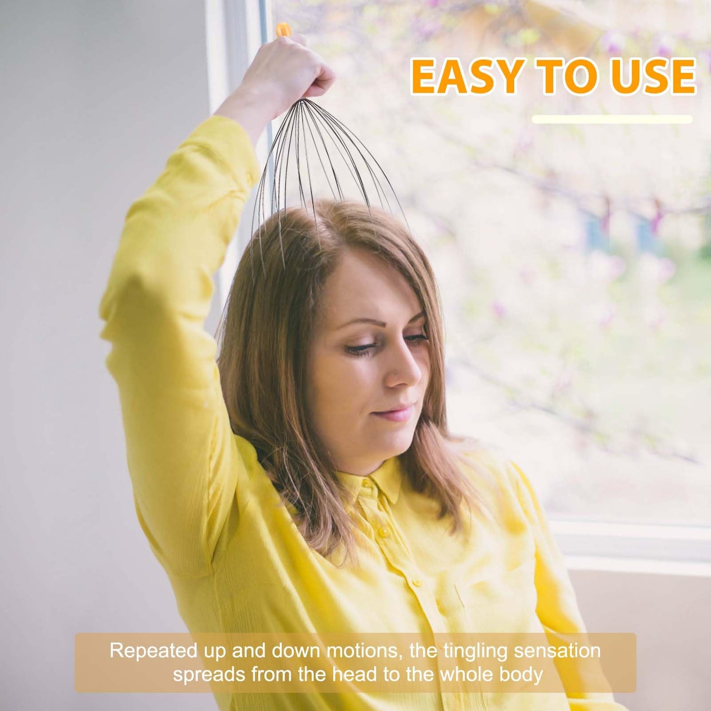 FREATECH 24 Fingers Head Massager Scalp Scratcher with Ergonomic Wooden Handle for Deep Relaxation and Stress Relief, Easy to Hold and Control, Perfect Body Relaxing Massage Tool - Available at All In One Marketplace Canada