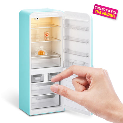 Mini Brands Fill The Fridge Playset w/UV Light by ZURU, Collectibles, DIY, Resin Play, Exclusive Recipe, NOT Edible, 8+ Mini Brands