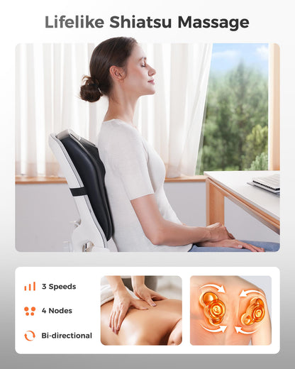 Boriwat Back Massager Neck Massager with Heat, Shiatsu Massage Pillow for Pain Relief, Massagers for Neck and Back, Shoulder, Leg, Gifts for Men Women Mom Dad, Stress Relax at Home Office and Car - Available at All In One Marketplace Canada