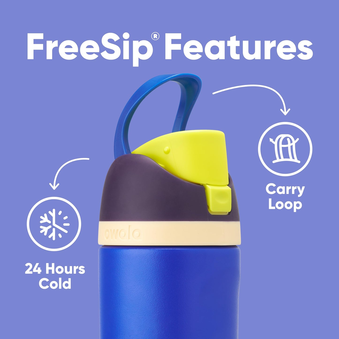 Owala Kids FreeSip Insulated Stainless Steel Water Bottle with Straw, BPA-Free Sports Water Bottle, Great for Travel, 16 oz, Celestial Sphere