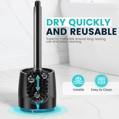 Toilet Brush Toilet Bowl Cleaner Brush and Holder with Dense Durable Scrubbing Bristles Black Toilet Scrubber for Bathroom Deep Cleaning - Available at All In One Marketplace Canada