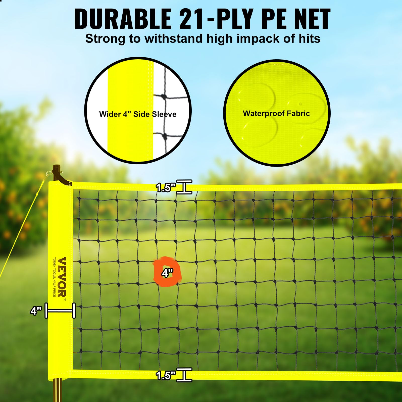 VEVOR Outdoor Portable Volleyball Net System, Adjustable Height Steel Poles, Professional Volleyball Set with PVC Volleyball, Pump, Carrying Bag, Heavy Duty Volleyball Net for Backyard, Beach, Lawn VEVOR