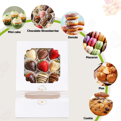 YODYZJ Cookie Boxes with Window, Pack of 20, 8x8x2.5 Inches 🍁 All In One Marketplace Canada