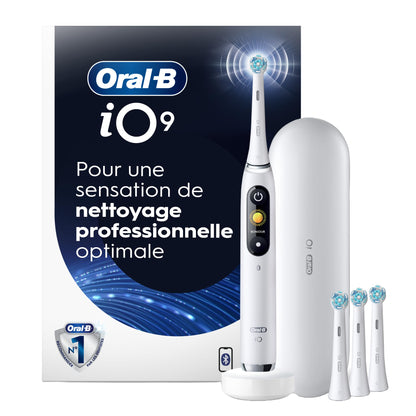 Oral-B iO Series 9 Electric Toothbrush with 4 Oral-B Replacement Brush Heads, White Alabaster Oral-B