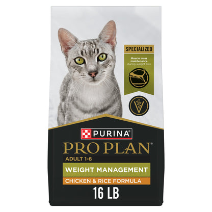 Pro Plan Dry Cat Food, Weight Management, Chicken & Rice 7.26KG - Available at All In One Marketplace Canada