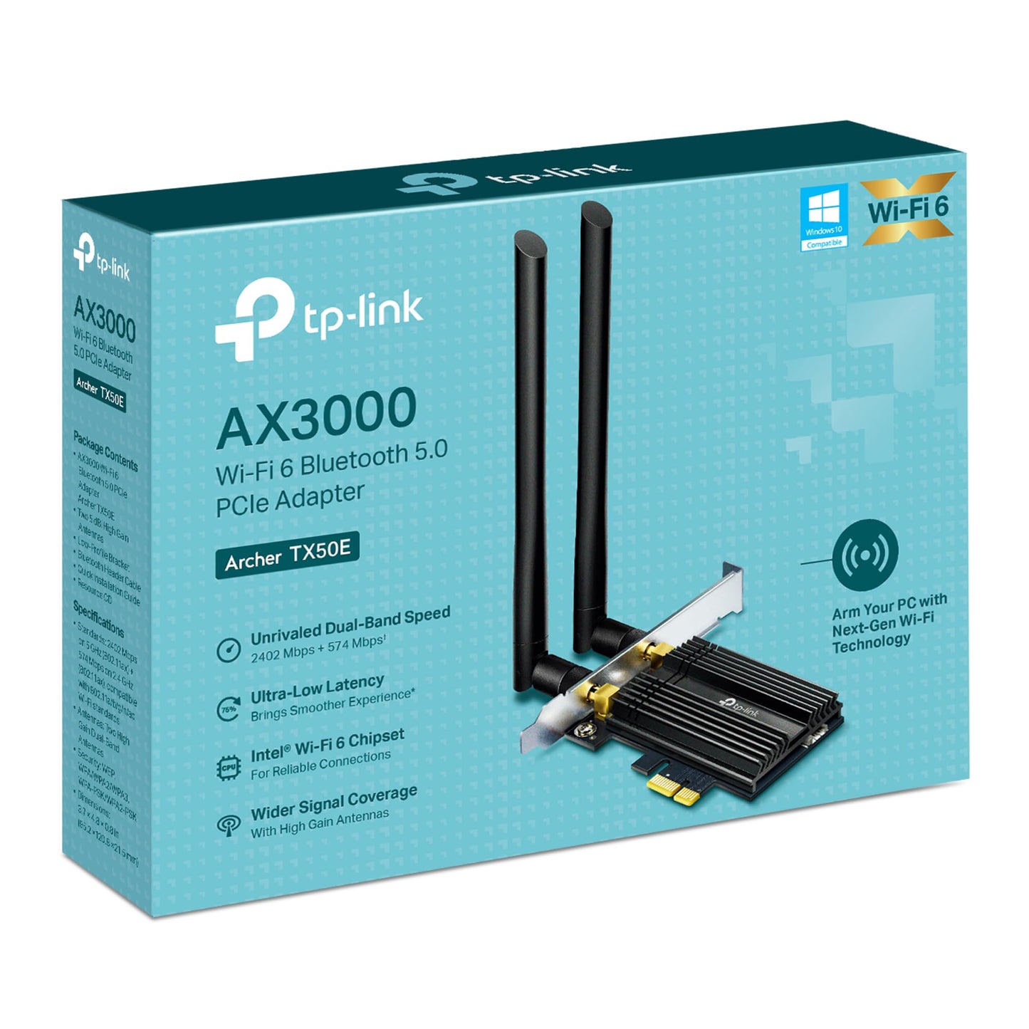 TP-Link WiFi 6 AX3000 PCIe WiFi Card for PC with Heat Sink (Archer TX50E) - Bluetooth 5.3, 802.11AX Dual Band Wireless Adapter with MU-MIMO, Ultra-Low Latency, Supports Windows 11, 10 (64bit) Only TP-Link