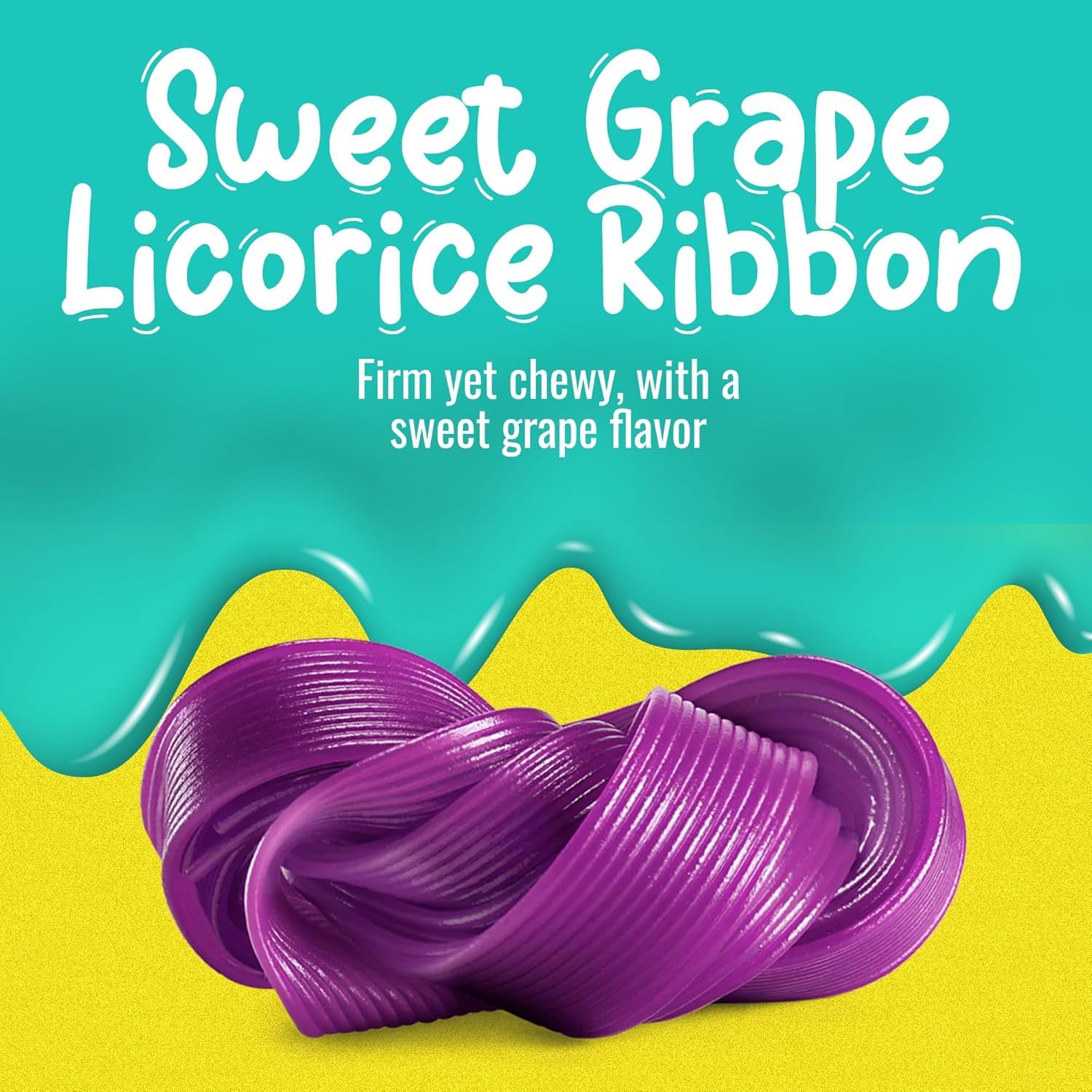Sweet Sixteen Grape Licorice Ribbon Candy - Purple Chewy Rolls - Nut-Free - 8 Pack Bundle (125g Each)