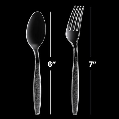 Plastic Forks and Spoons Set - (Bulk Pack 360 Pcs) Clear Plastic Cutlery Utensils Heavy Duty, 180 Forks and 180 Spoons, Silverware Sets for Party Supplies, Dinners, Take-Out, Catering, Food Services - Available at All In One Marketplace Canada