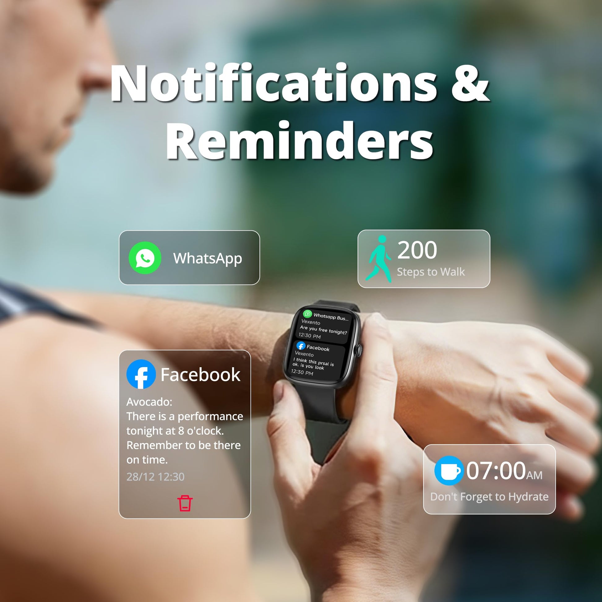 Fixwink Smart Watch for Men Women (Answer/Make Call), 1.83" HD Fitness Tracker with Heart Rate/SpO2/Sleep Monitor, Pedometer, 120+ Sport Modes, IP67 Waterproof, 7-Day Battery, for iOS Android, Black