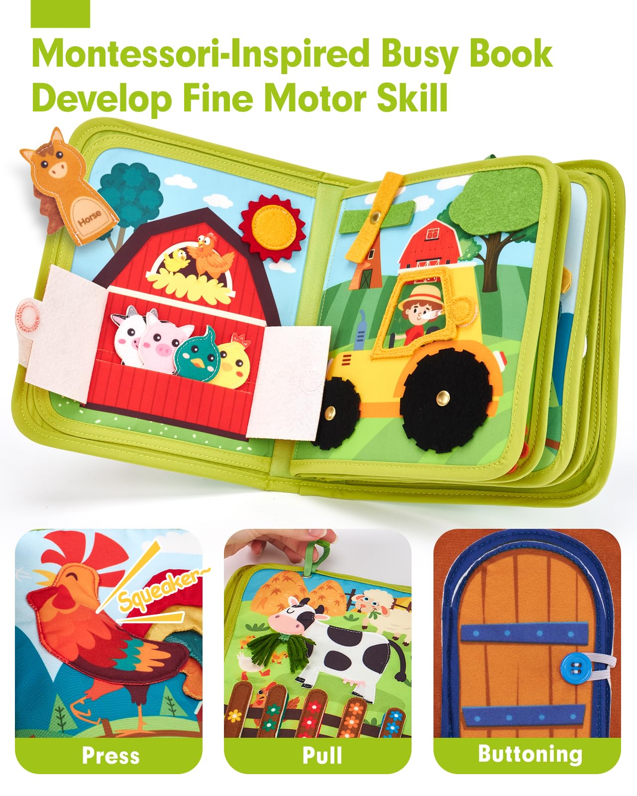 hahaland Busy Books for Toddlers 1-2 - Montessori Toddler Busy Board for 1 2 Year Old, 20 in 1 Quiet Book Educational Toddler Toys for 1 2 3 Year Old Boy Girls Gifts, Travel Toys for Toddlers 1-3 - Available at All In One Marketplace Canada