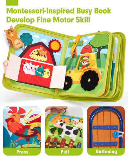 hahaland Busy Books for Toddlers 1-2 - Montessori Toddler Busy Board for 1 2 Year Old, 20 in 1 Quiet Book Educational Toddler Toys for 1 2 3 Year Old Boy Girls Gifts, Travel Toys for Toddlers 1-3 - Available at All In One Marketplace Canada