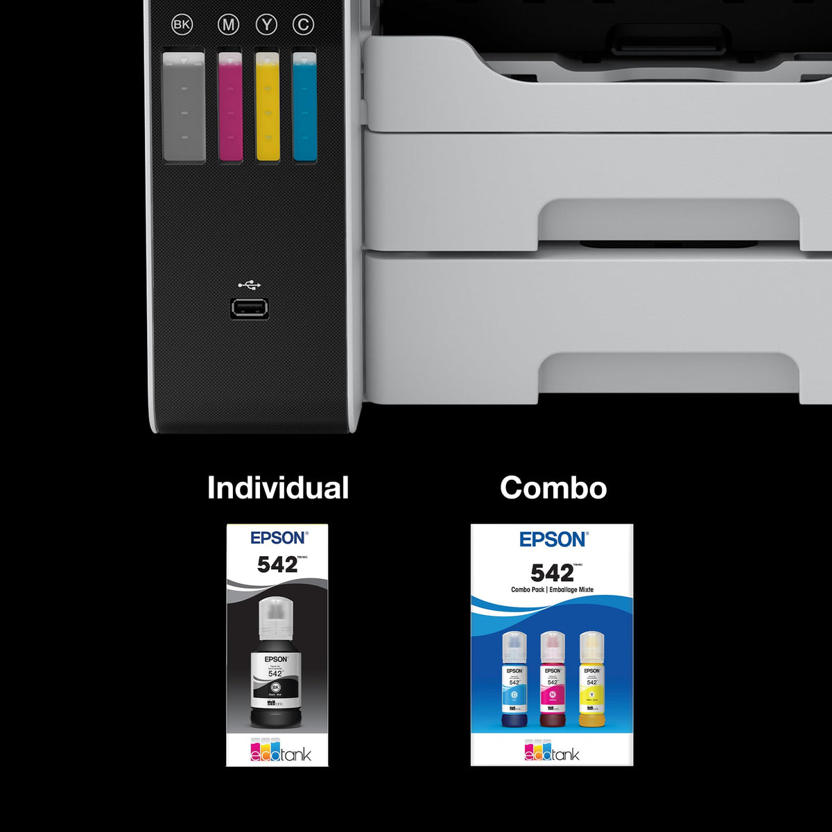 Epson 542 Genuine Pigment Black EcoTank Ink Refill Bottle T542120