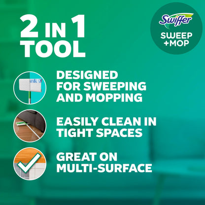Swiffer Sweep + Mop, Broom & Mop Alternative, Dry & Wet Floor Cleaner for Dirt, Dust, Hair, All Purpose Cleaning Tool for Home, Bathroom, Kitchen, Set Includes 1 Sweeper, 14 Dry Pads, 5 Wet Pads Fresh - Available at All In One Marketplace Canada