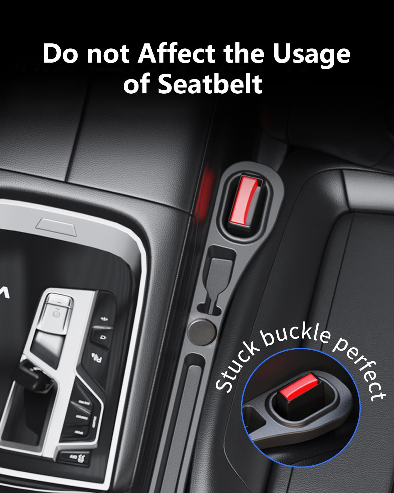 Homaupt Car Seat Gap Filler, 2 Pack PU Leather Fill The Gap Between Seat and Center Console, Seat Crevice Blocker Stop Things from Dropping, Universal Vehicle Interior Accessories Black