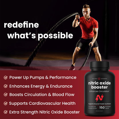 Nitric Oxide Supplement – L-Arginine, L-Citrulline Malate, AAKG, Pine Bark & Grape Seed Extract – Extra Strength Nitric Oxide Booster for Men – Supports Energy, Circulation, Stamina (Pack Of 1) - Available at All In One Marketplace Canada