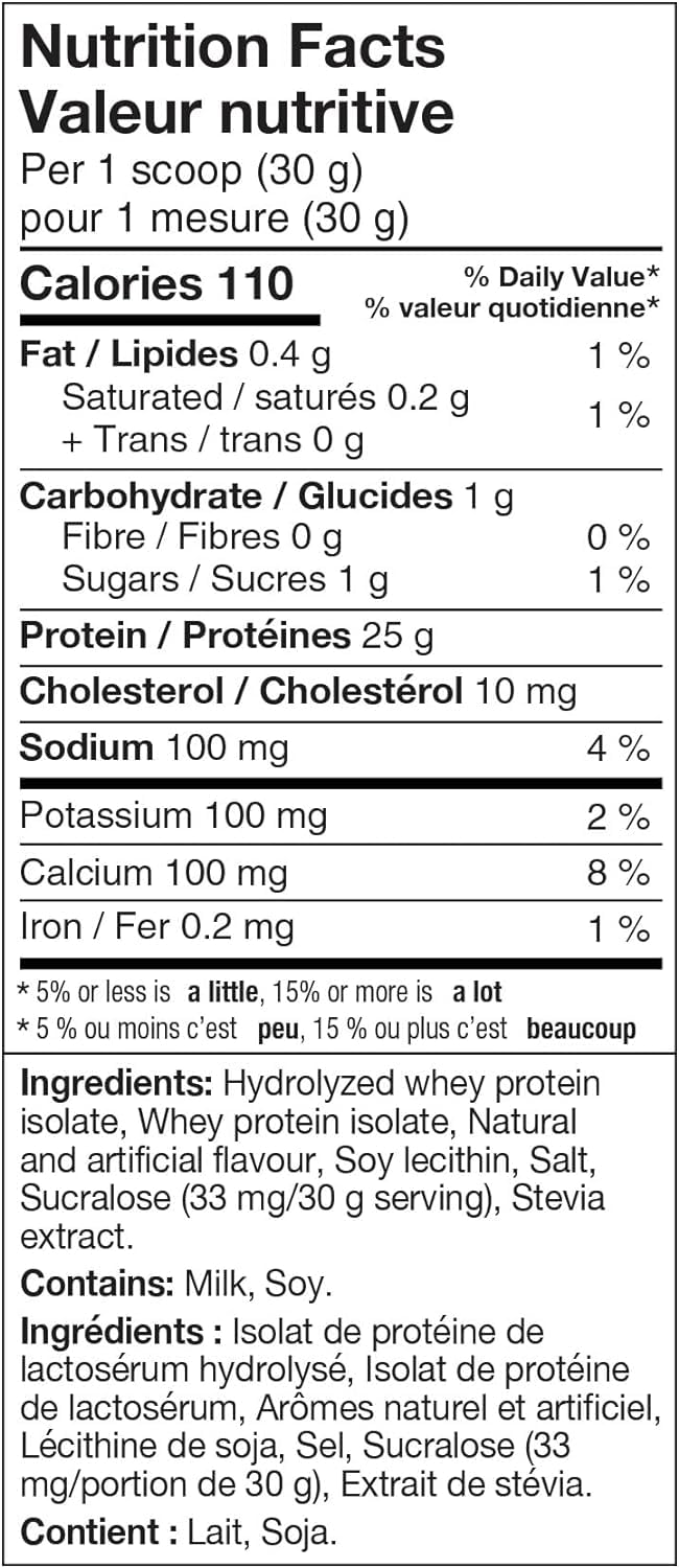 ISO100 Hydrolyzed Protein Powder by Dymatize, Gourmet Vanilla, 100% Whey Isolate Powder, 25g of Protein, Gluten Free, 20 Servings, 610g - Available at All In One Marketplace Canada