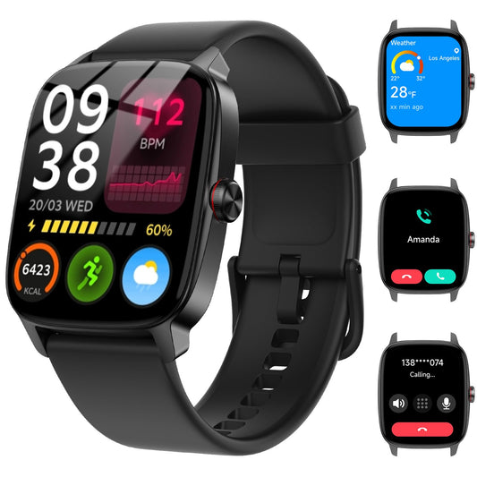 Smart Watch for Men Women, Bluetooth Call Smartwatch with AI Voice, 1.85" HD DIY Dial Fitness Watch, Heart Rate/SpO2/Steps/Sleep Monitor, 100+ Sports Modes, IP68 Waterproof Watch for Android iOS - Available at All In One Marketplace Canada