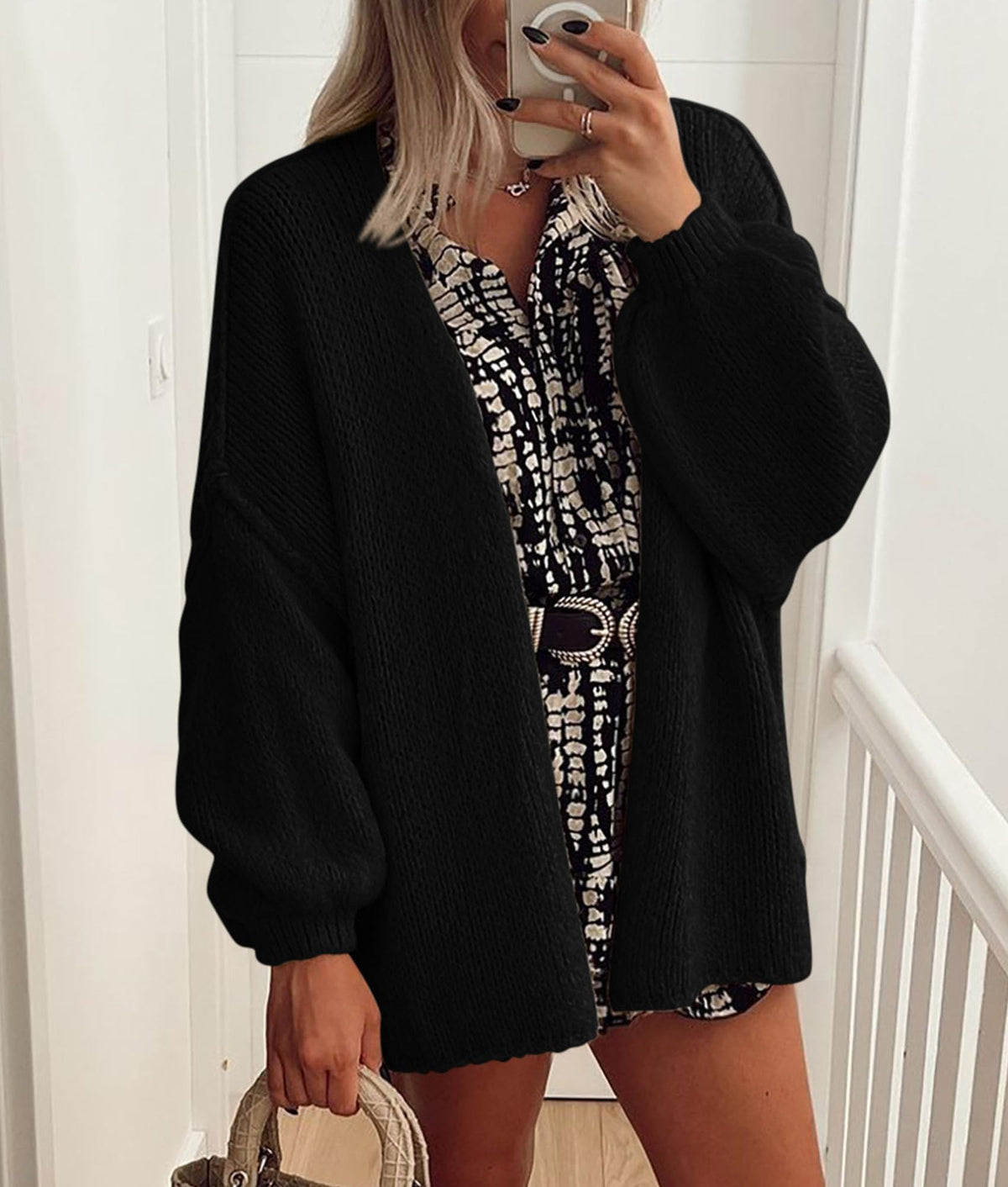 PRETTYGARDEN Womens Open Front Oversized Cardigan Sweaters Black 🍁 All In One Marketplace Canada