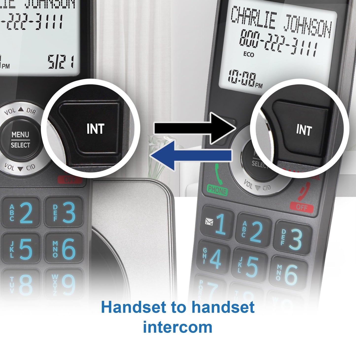 AT&T GL2101-2 DECT 6.0 Cordless Home Phone 2-Handset with Call Block, Caller ID, Full-Duplex Handset Speakerphone, 2" White Backlit Display, Lighted Keypad, Graphite & Black AT&T