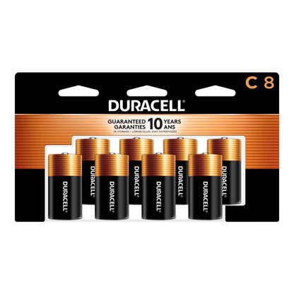 Duracell Coppertop C Batteries, 8 Count, 10-Year Shelf Life, Long-Lasting Duracell