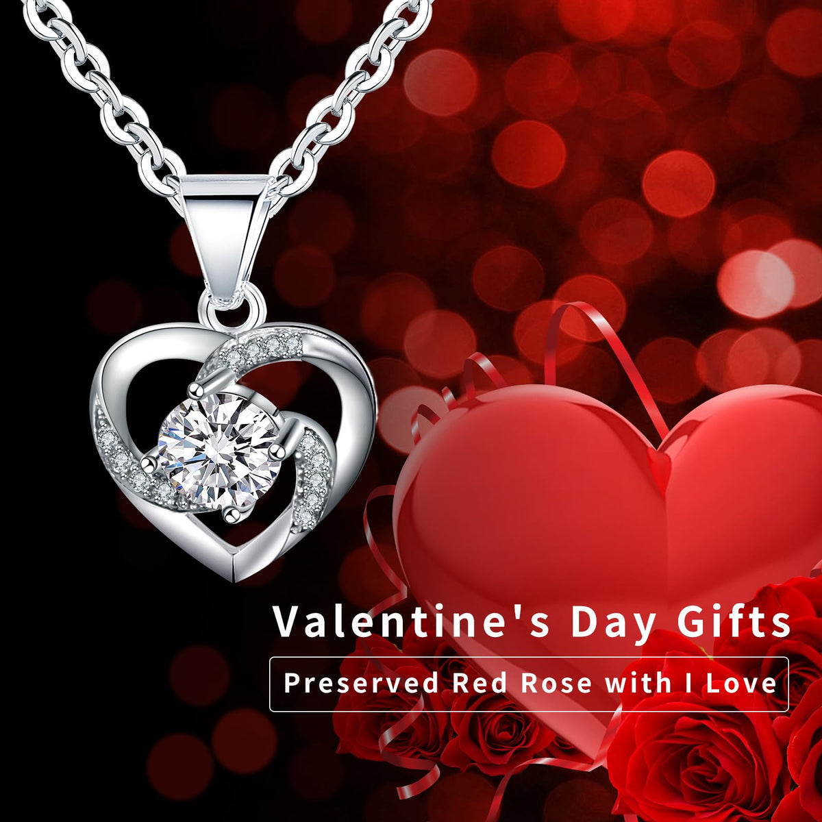 YJYJHOPE Valentines Day Birthday Gift for Women Girlfriend Wife Her, Preserved Rose with I Love You 925 Sterling Silver Necklace, Gifts Ideas for Christmas Anniversary Thanksgiving 🍁 All In One Marketplace Canada