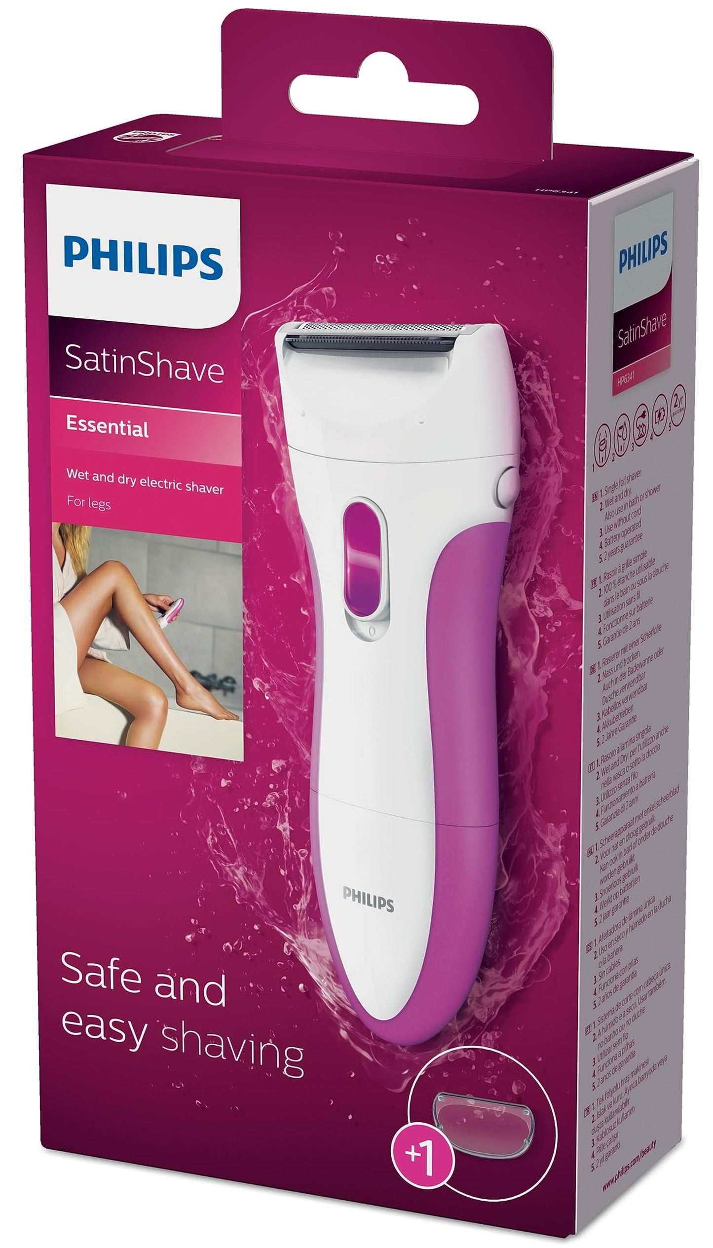 Philips SatinShave Essential Women’s Electric Shaver for Legs, Cordless Wet & Dry Use, HP6341/00 - Available at All In One Marketplace Canada