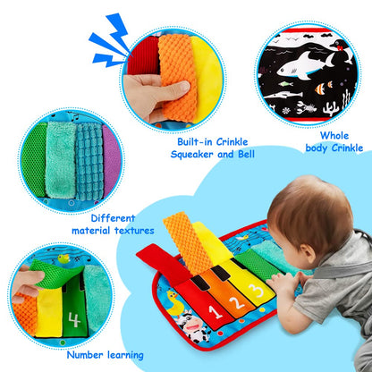 Inbeby Tummy Time Mirror Toy & Play Activity Cinrkle Mat, Black and White High Contrast Baby Newbron Toys 0 3 6 Months Brain Development, Snesory Texture Piano Infant Toys 0 3 6 Months with Squeaker - Available at All In One Marketplace Canada