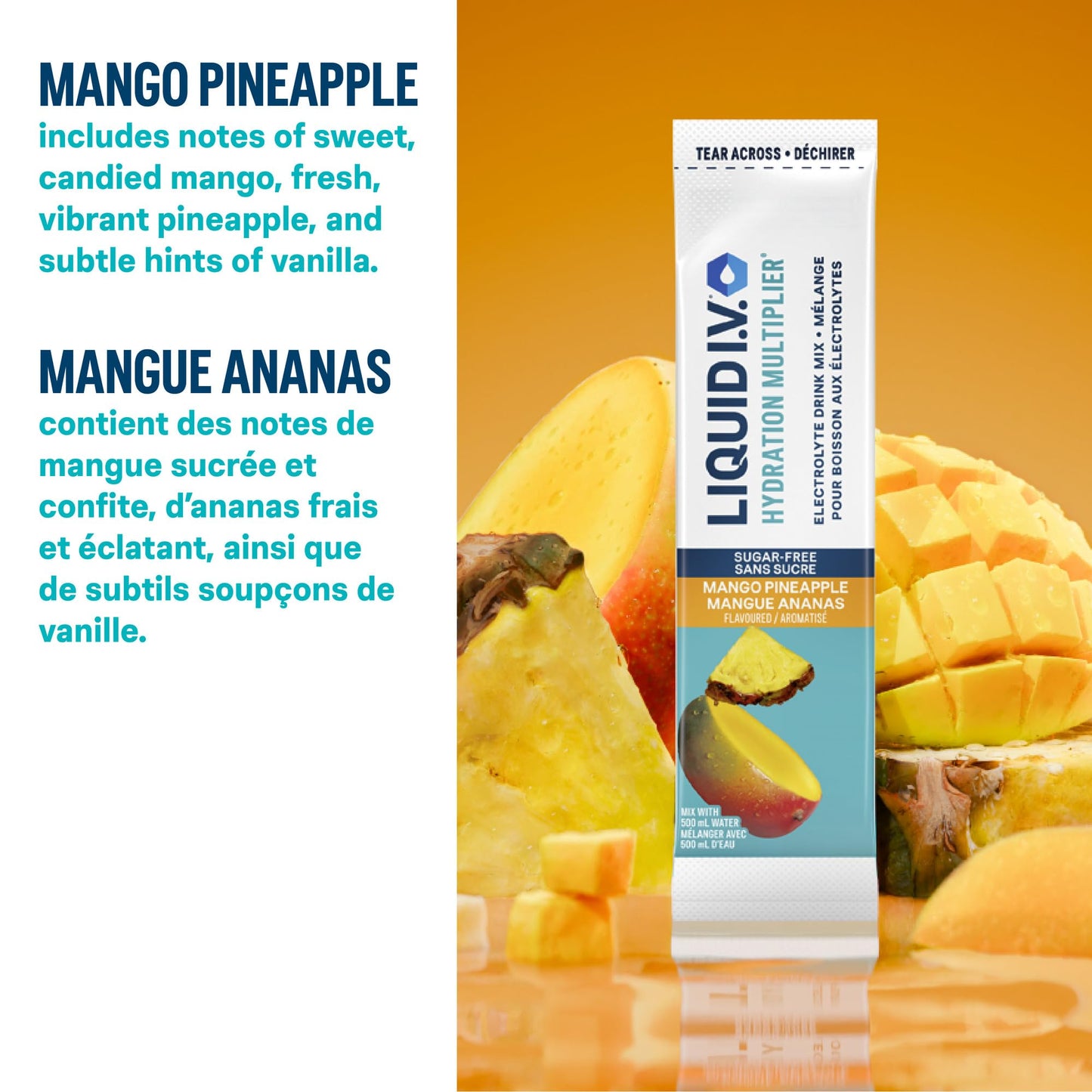 Liquid I.V. - Hydration Multiplier Electrolyte Drink Mix for Everyday - Hydration with Mango Pineapple flavour and Zero Sugar (18 sticks)