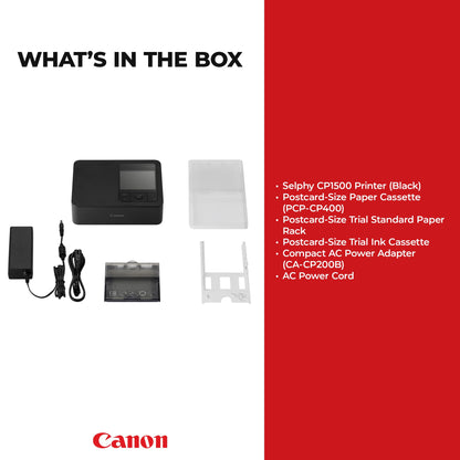 Canon SELPHY CP1500 Compact Photo Printer, Wireless Portable Photo Printer with Wi-Fi, AirPrint & Memory Card Printing, 3.5-Inch LCD Display, Black 🍁 All In One Marketplace Canada