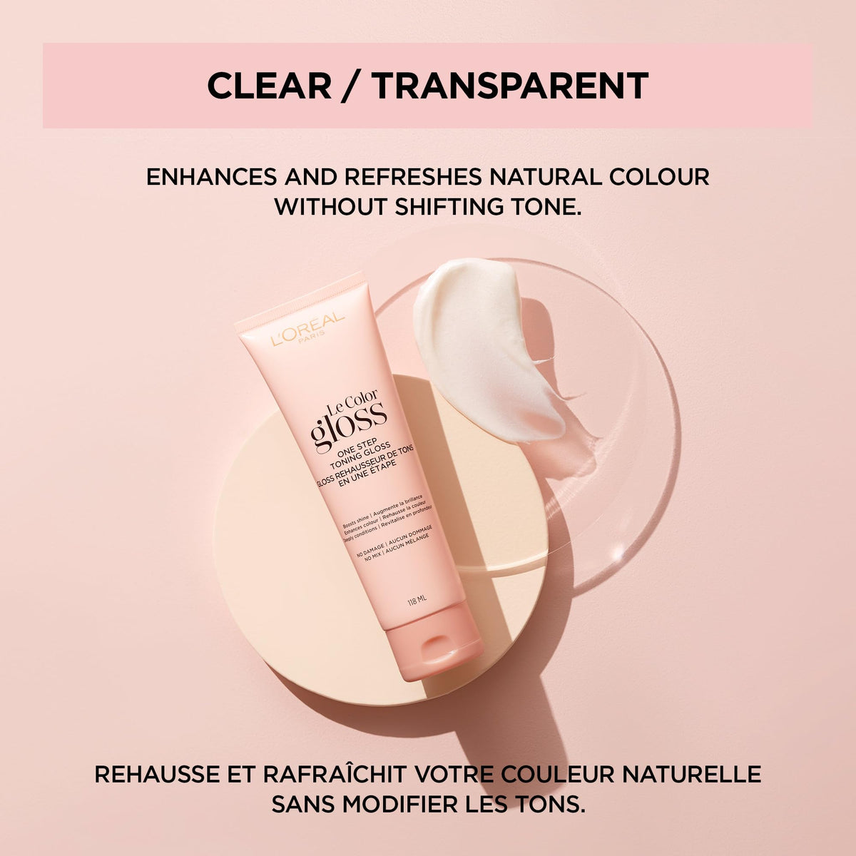 L'Oreal Paris Le Color Gloss One Step Toning Hair Gloss Treatment, Clear, Enhance Your Shine with this Semi Permanent Hair color, 1 Kit