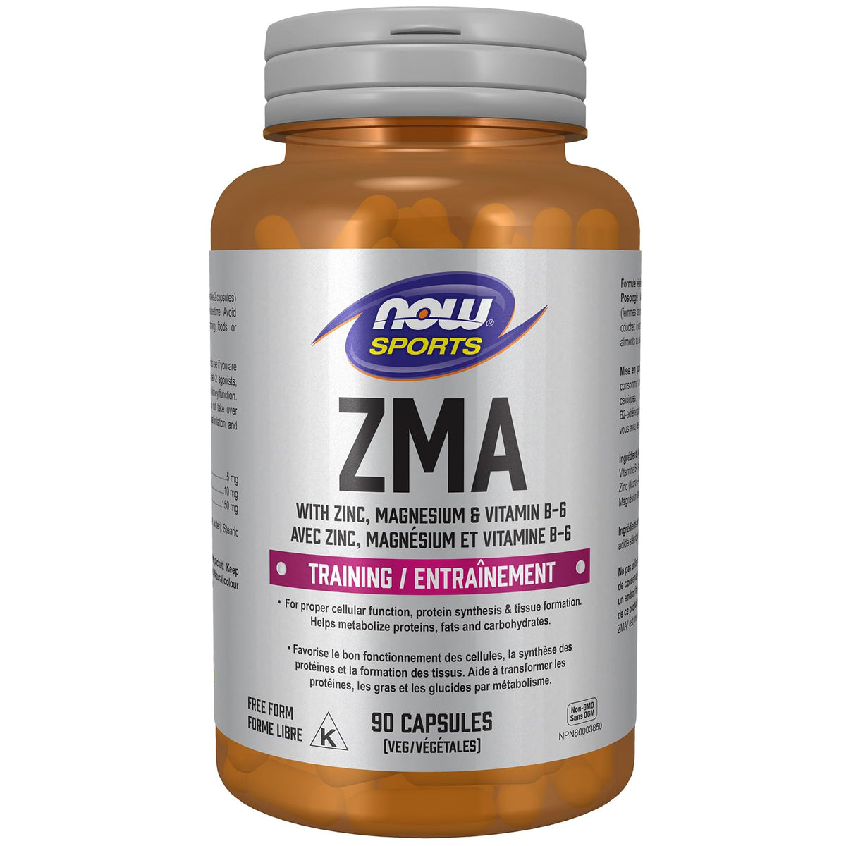 NOW Sports, ZMA (Zinc, Magnesium and Vitamin B-6), Enhanced Absorption, Sports Recovery*, 90 Veg Capsules
