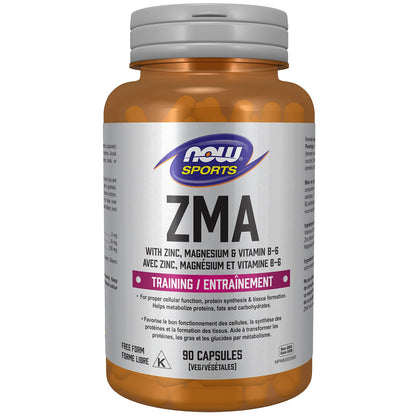 NOW Sports, ZMA (Zinc, Magnesium and Vitamin B-6), Enhanced Absorption, Sports Recovery*, 90 Veg Capsules