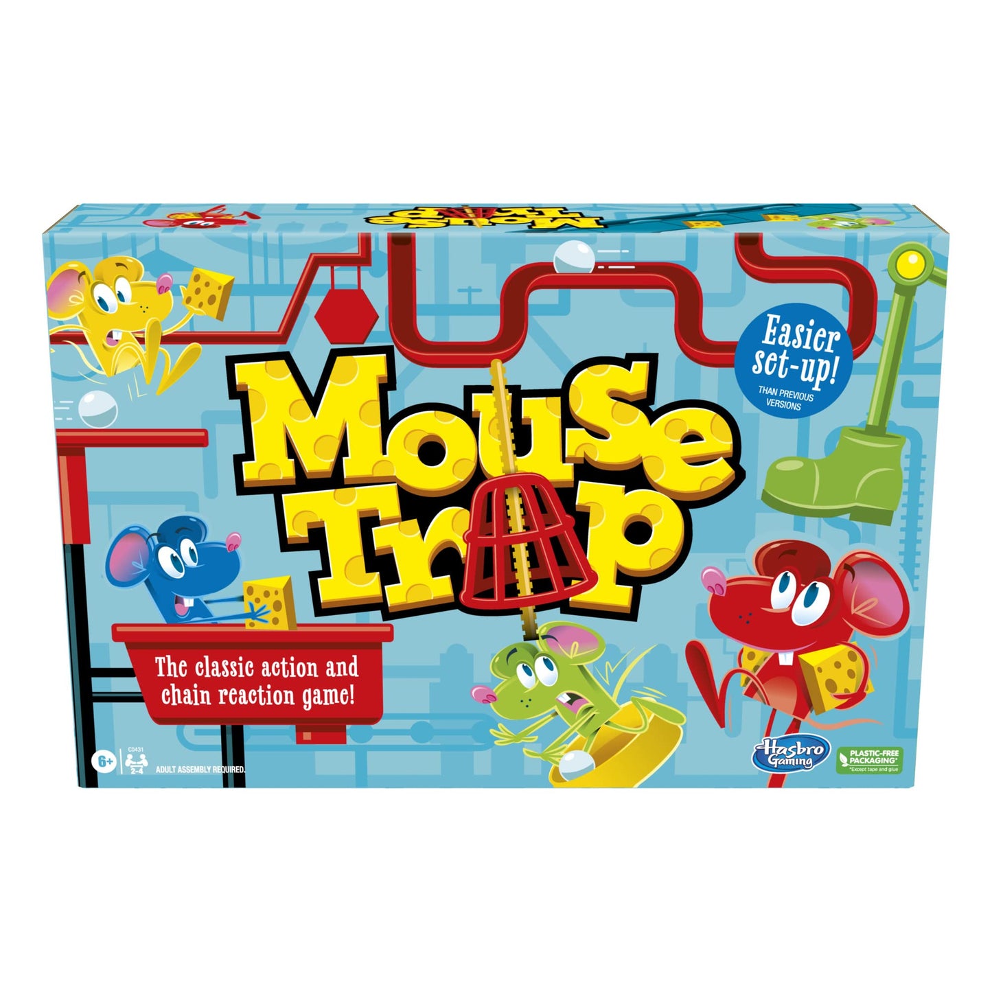Mouse Trap Board Game for Kids Ages 6 and Up, Classic Kids Game for 2-4 Players, with Easier Set-Up Than Previous Versions Hasbro