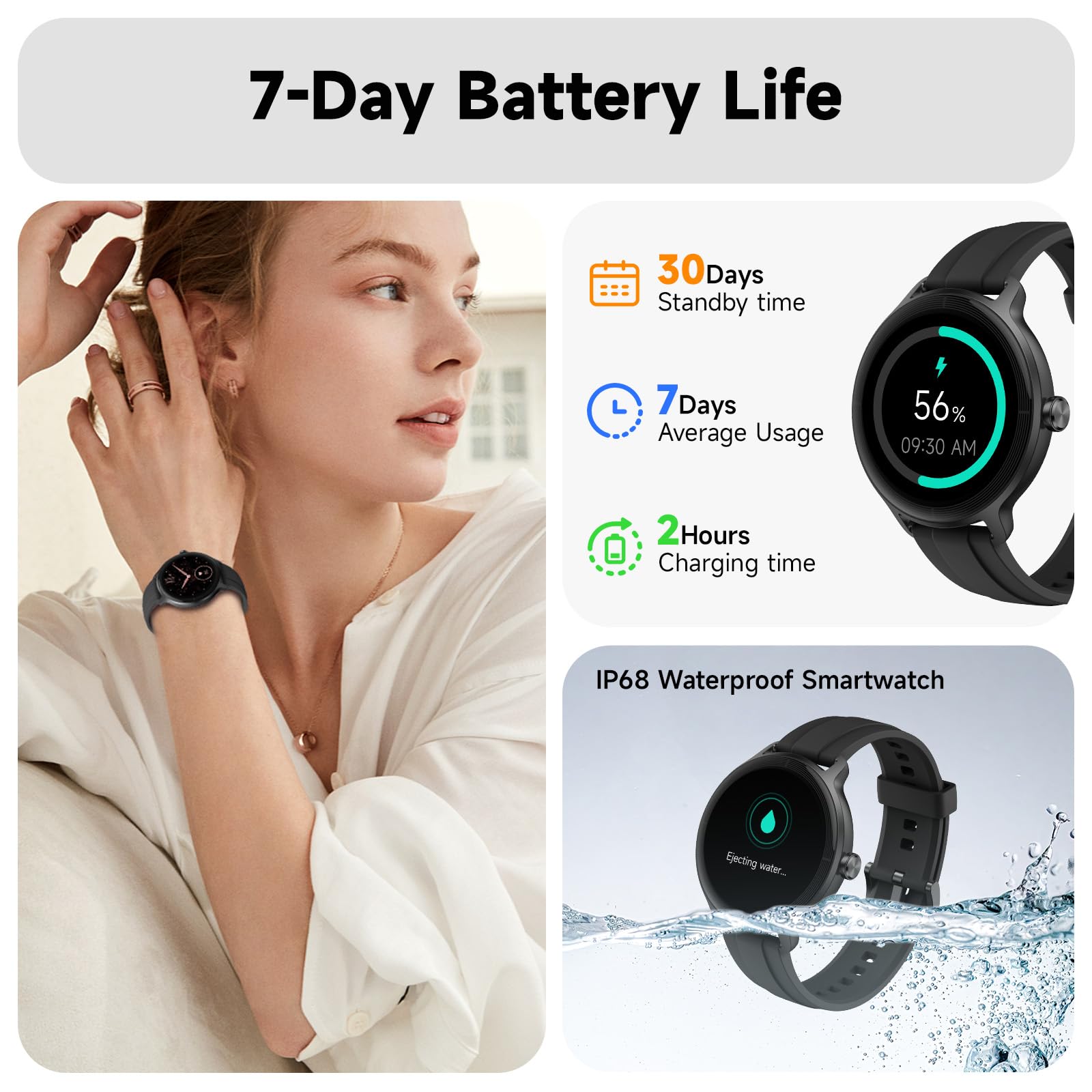 Smart Watch for Men Women, Bluetooth Calling, 1.27" HD Touchscreen Fitness Tracker, 100+ Sports Modes, AI Built-in, Heart Rate/Sleep/Step/SpO2 Monitor, IP68 Waterproof, Smartwatch for Android iPhone - Available at All In One Marketplace Canada