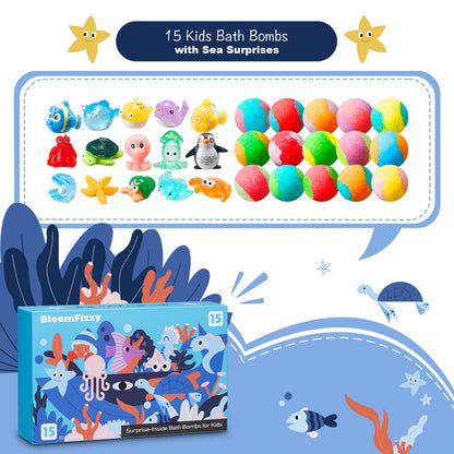 15 Pack Sea Surprise Bath Bombs for Kids, Organic Child-Safe Gift Set 🍁 All In One Marketplace Canada