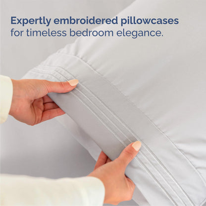 Queen Size 4 Piece Sheet Set - Comfy Breathable & Cooling Sheets - Hotel Luxury Bed Sheets for Women & Men - Deep Pockets, Easy-Fit, Soft & Wrinkle Free Sheets - French Grey Oeko-Tex Bed Sheet Set